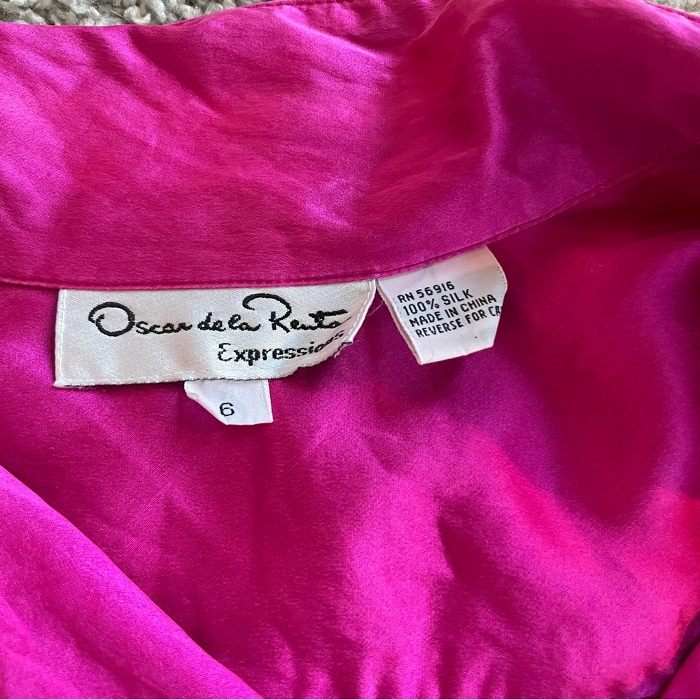 100% silk Oscar de la Renta hot pink blouse - Picture 3 of 4
